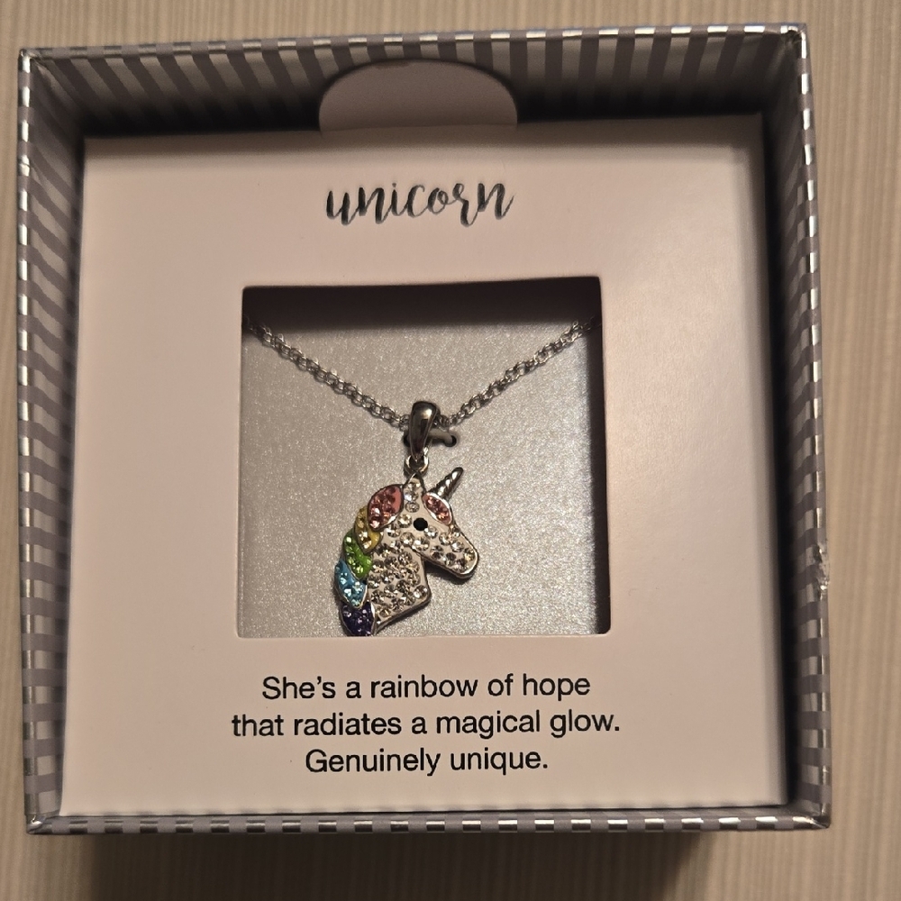 Unicorn Silver and Multicolor Necklace